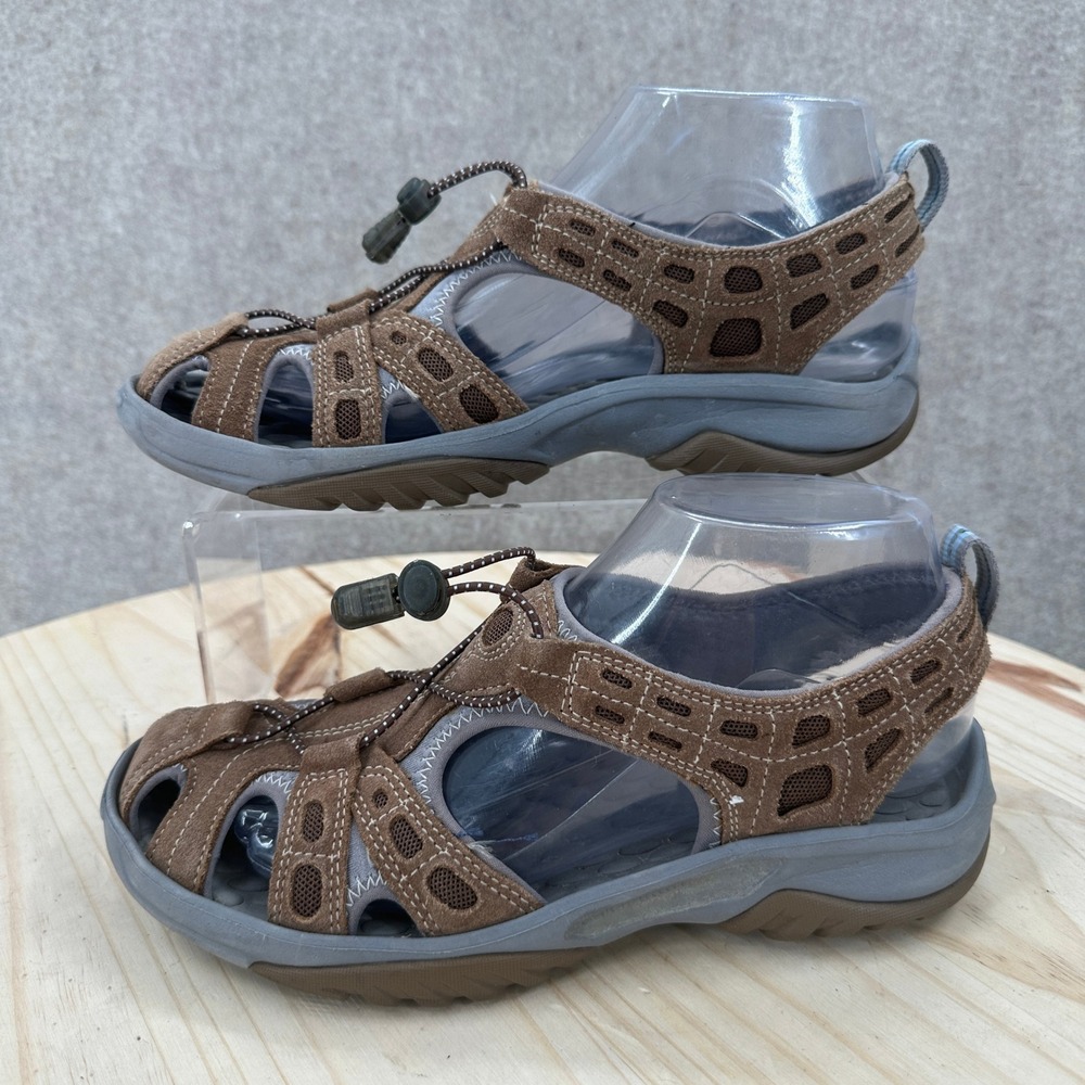 Privo By Clarks Sport Sandals Womens 7 Brown Leather Hiking Bungee Cord